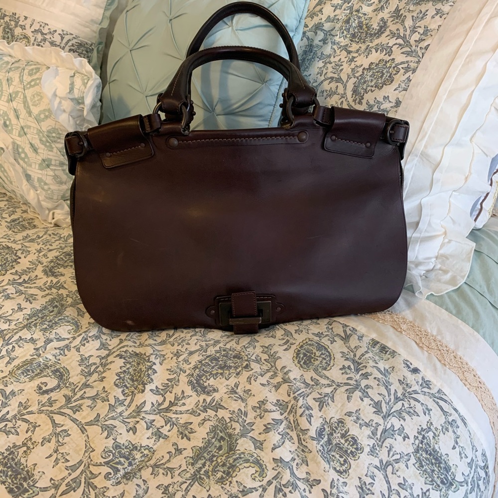 Salvatore Ferragamo brown leather satchel.